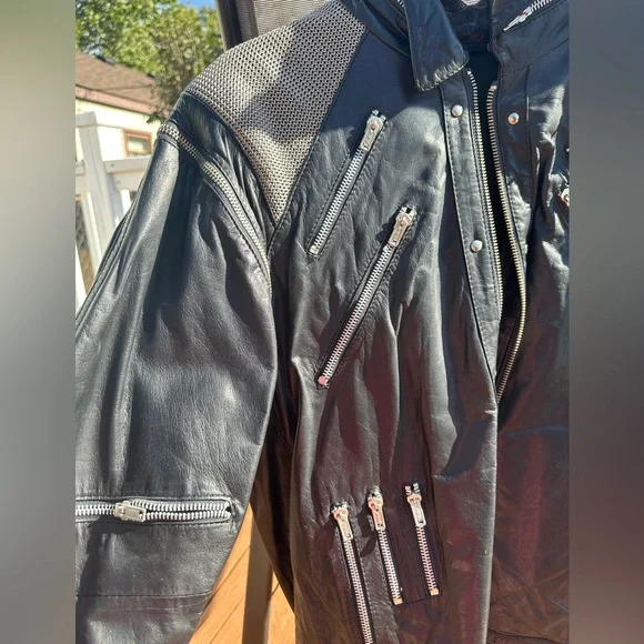 Vintage Michael Jackson MJ Beat It Genuine Black Leather Jacket With Silver Mesh - Picture 7 of 14